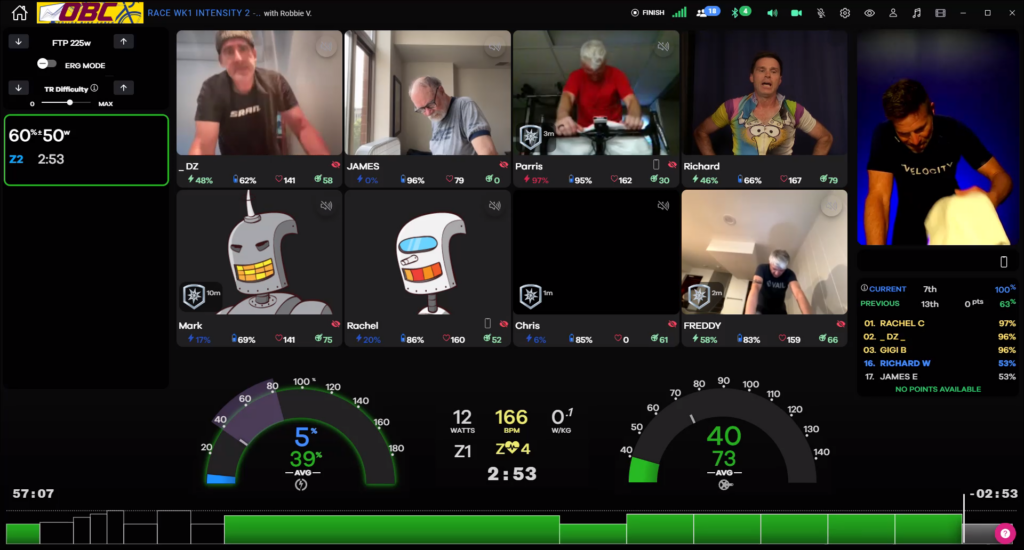 Consistency training in the VQ Velocity room to optimize Garmin Load Focus scores.
