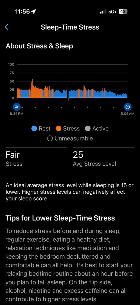 Garmin Sleep Metrics screen showing 51 restless moments, 55 bpm RHR, and a low SpO2 dip of 83%.