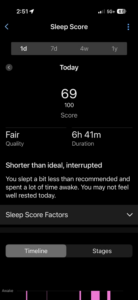 Garmin Connect sleep tracking dashboard displaying a 75 sleep score used for monitoring physiological recovery in physiology-first cycling training.
